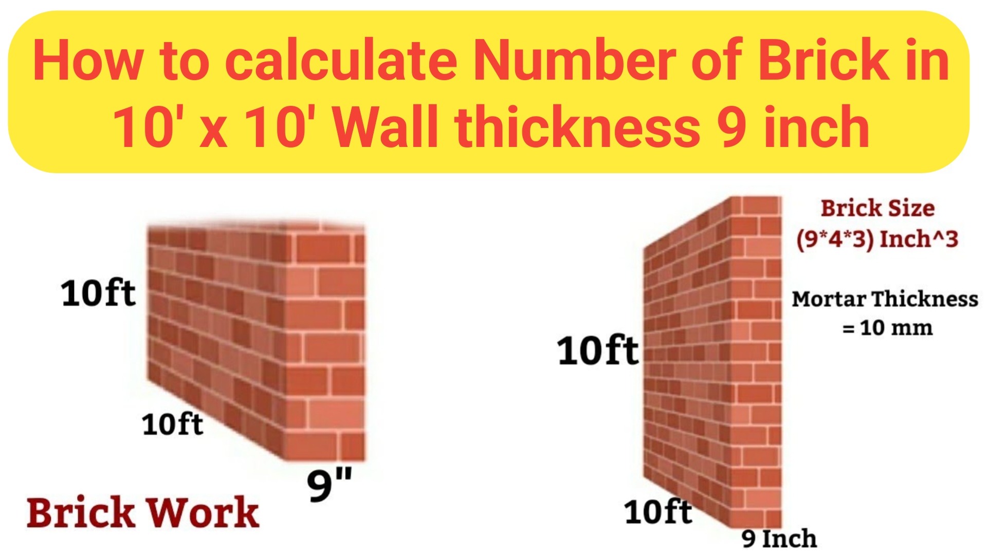 9 inch brick wall Calculation